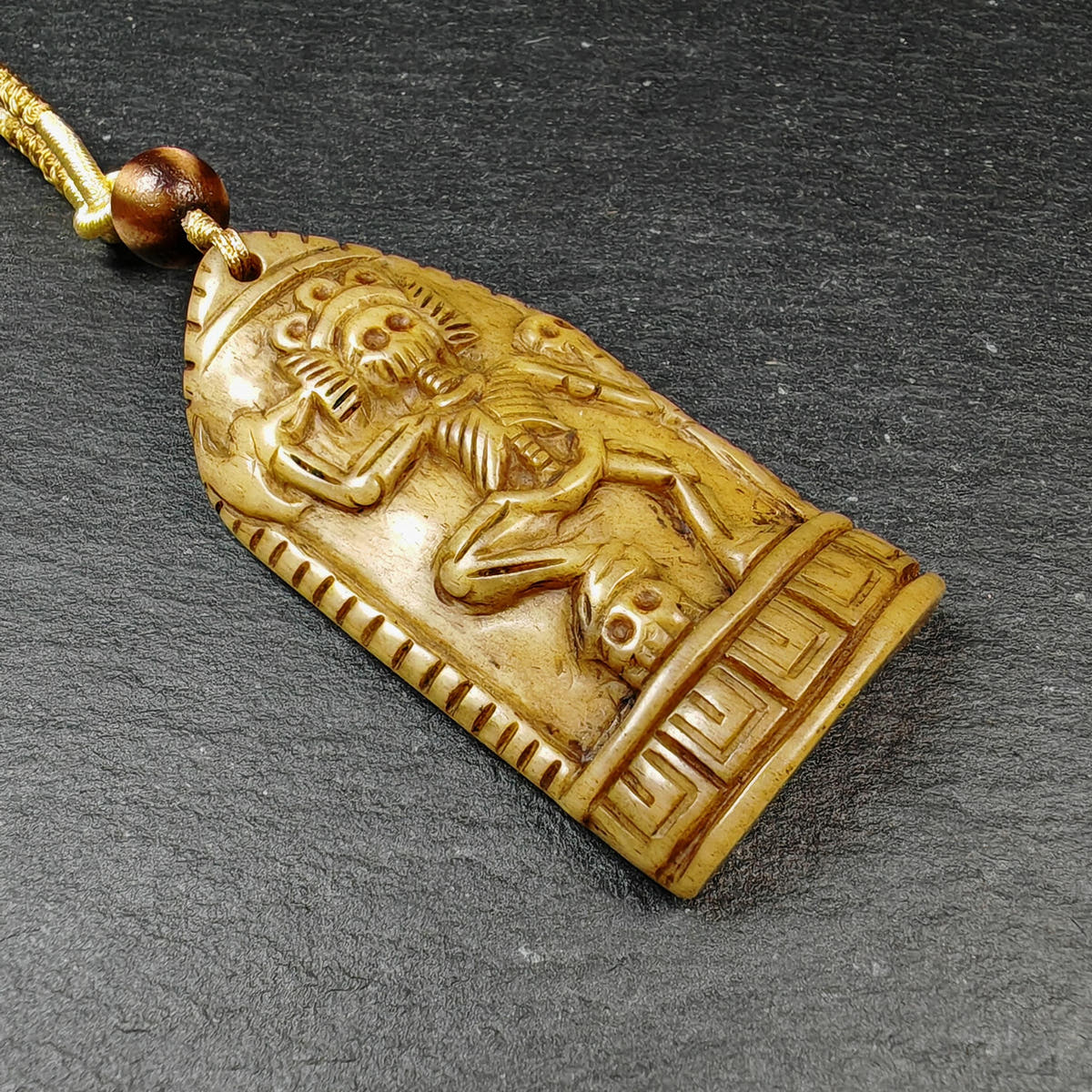 Authentic Citipati Skull Master Pendant - Old Tibetan Amulet 61mm × 32mm