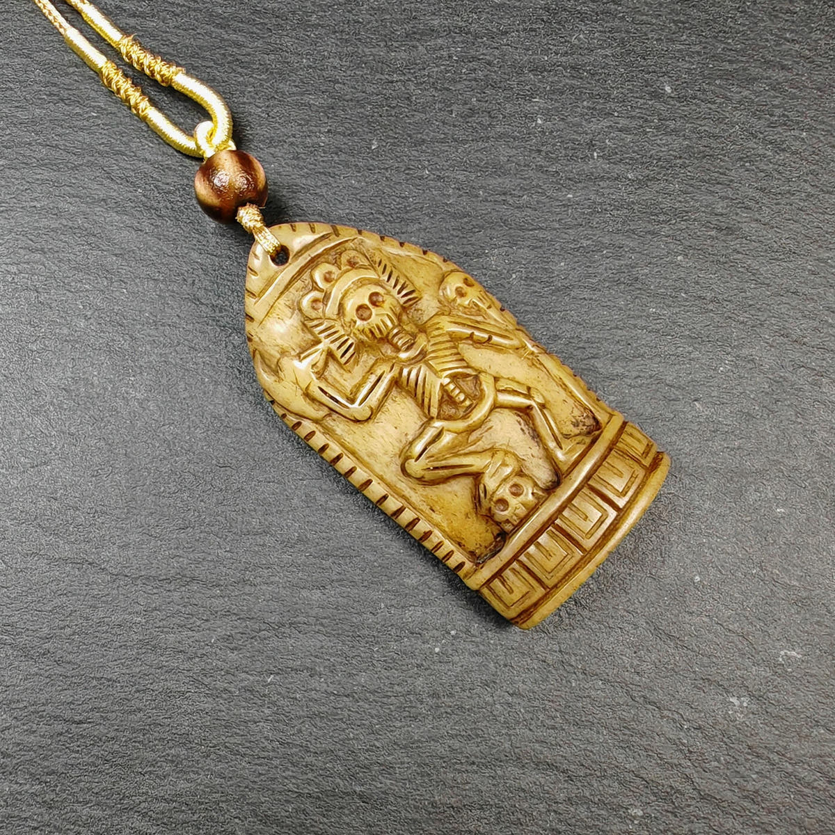 Authentic Citipati Skull Master Pendant - Old Tibetan Amulet 61mm × 32mm