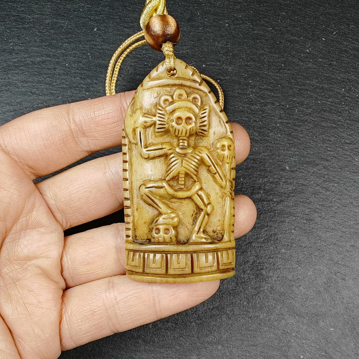 Authentic Citipati Skull Master Pendant - Old Tibetan Amulet 61mm × 32mm