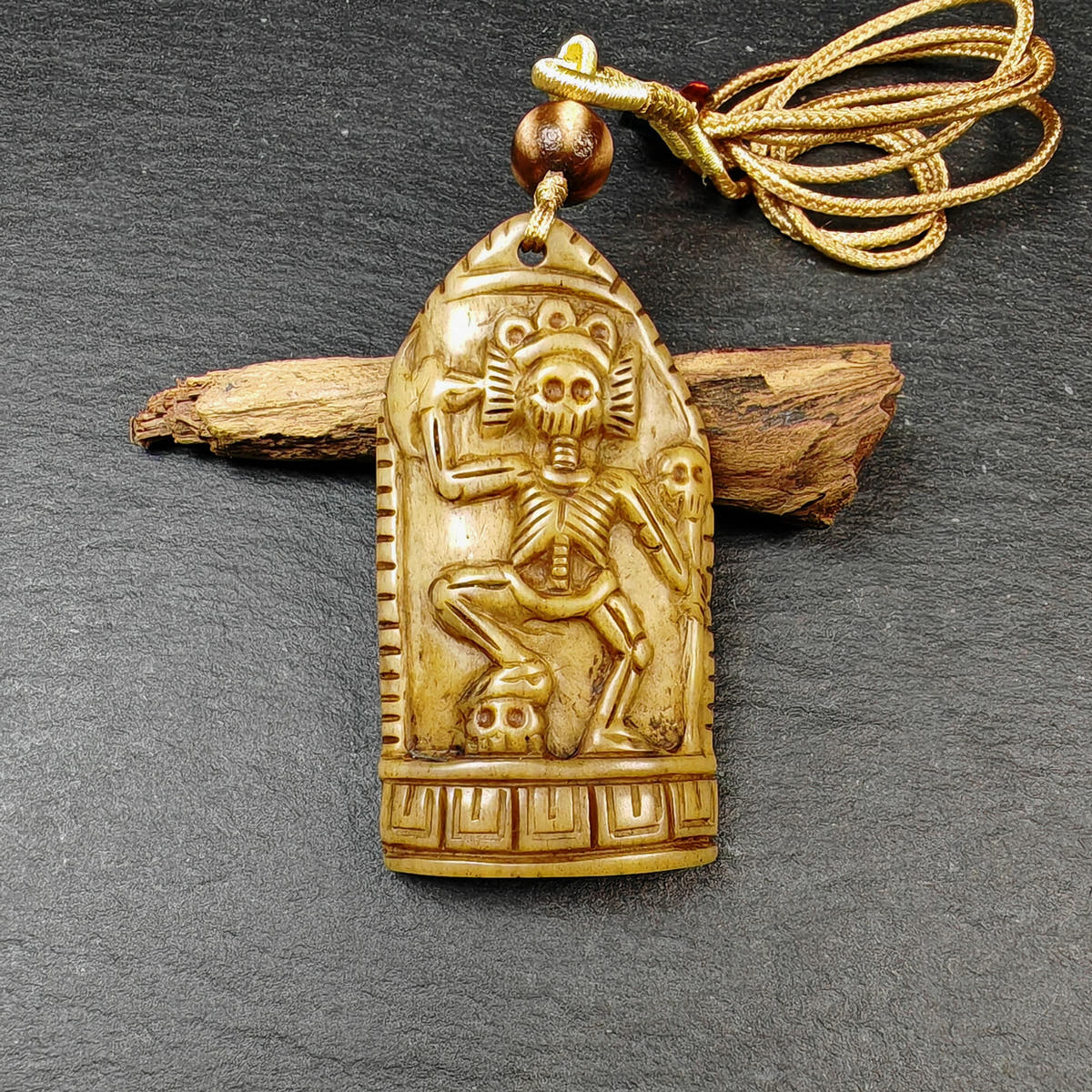 Authentic Citipati Skull Master Pendant - Old Tibetan Amulet 61mm × 32mm
