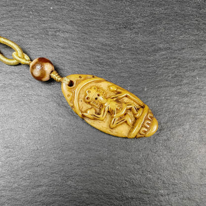 Authentic Citipati Skull Master Pendant - Old Tibetan Yak Bone Amulet 45mm × 21mm
