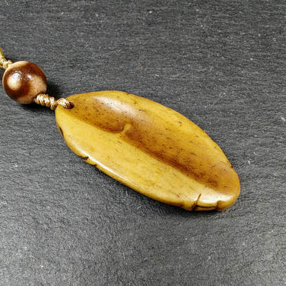Authentic Citipati Skull Master Pendant - Old Tibetan Yak Bone Amulet 45mm × 21mm