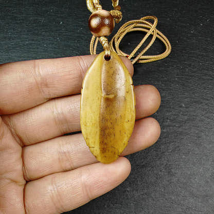 Authentic Citipati Skull Master Pendant - Old Tibetan Yak Bone Amulet 45mm × 21mm