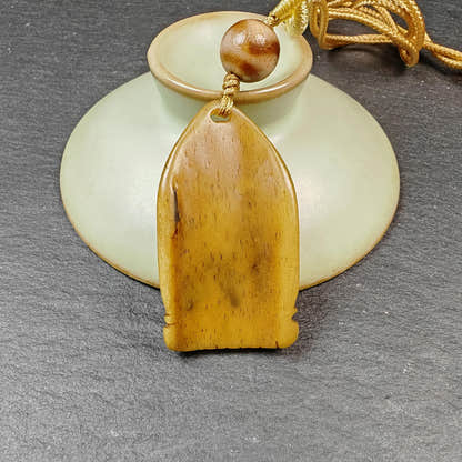 Authentic Citipati Skull Master Pendant Old Tibetan Yak Bone Amulet 42mm × 23mm