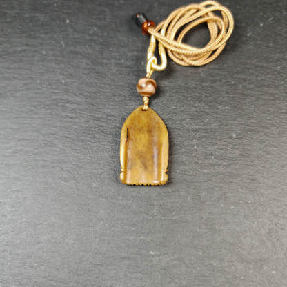 Authentic Citipati Skull Master Pendant Old Tibetan Yak Bone Amulet 42mm × 23mm