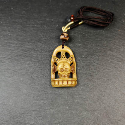 Authentic Citipati Skull Master Pendant Tibetan Yak Bone Amulet 46mm × 27mm