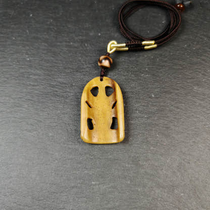 Authentic Citipati Skull Master Pendant Tibetan Yak Bone Amulet 46mm × 27mm
