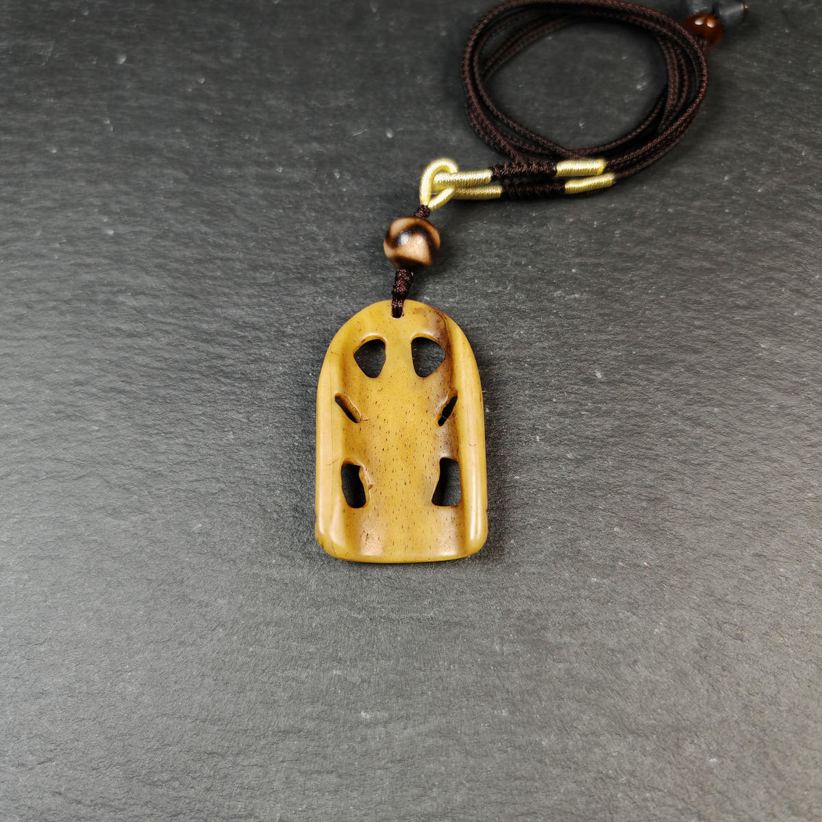 Authentic Citipati Skull Master Pendant Tibetan Yak Bone Amulet 46mm × 27mm