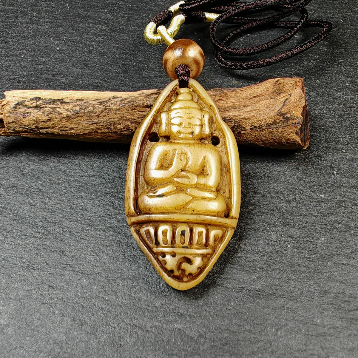 Authentic Handcarved Shakyamuni Pendant - Old Tibetan Amulet