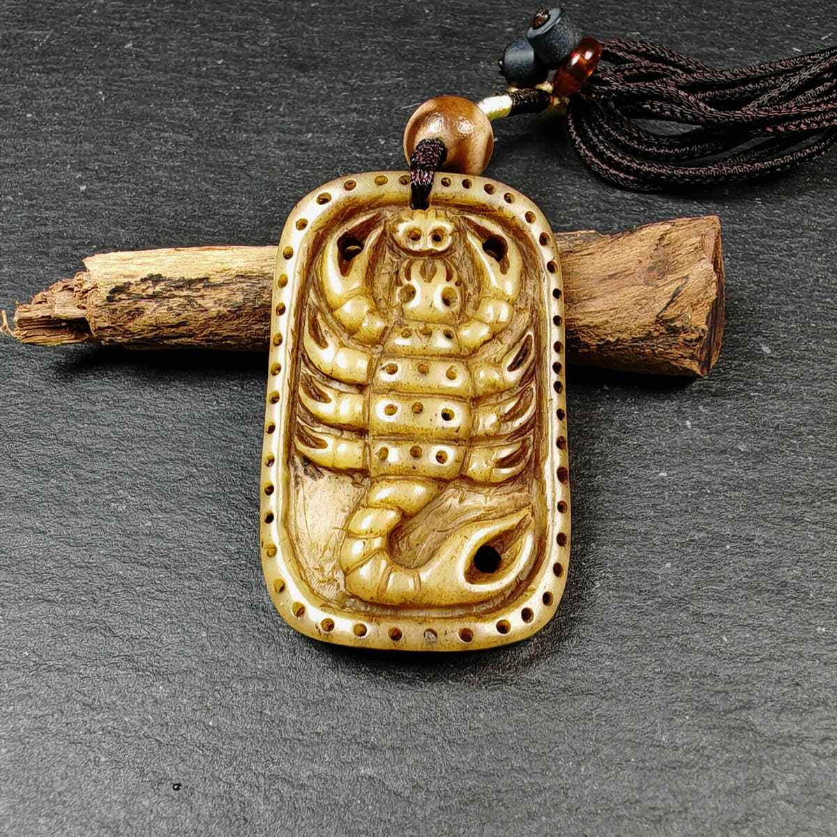 Authentic Handcarved Scorpion Pendant - Old Tibetan Amulet