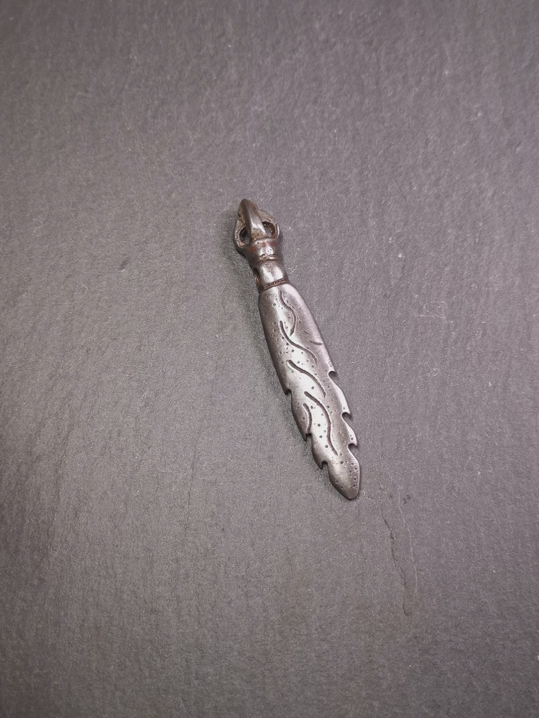 This Fire Sword amulet was handmade by Tibetan craftsmen in 2000s. It is black color,2.8 inches length. You can carry it as a necklace pendant or key chain. The Manjusri is often depicted holding a sword, referred to as the sword of wisdom.
