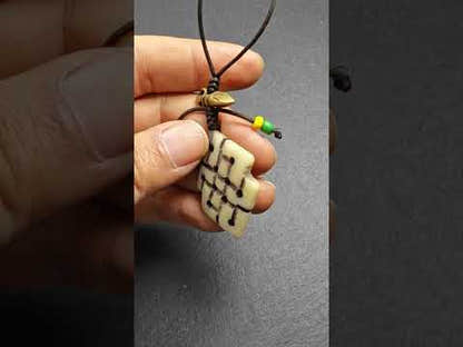 Handcarved Yak Bone Lucky Knot Amulet / Endless Knot Pendant