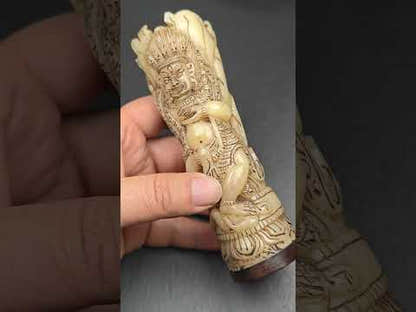 Leg Bone Carved Troma Nagmo Pen holder,Black Wrathful Dakini Kapala Cup