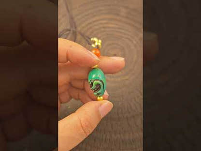 Turquoise Citipati Skull Pendant Protective Charm 23mm × 20mm
