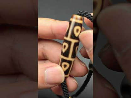 Tibetan 9 Eyes Bodhi Dzi Bead Necklace, 2.13" x 0.51", 30 Years Old