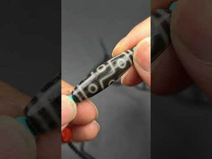 9 Eyes Dzi Bead Necklace,1.5" x 0.4"