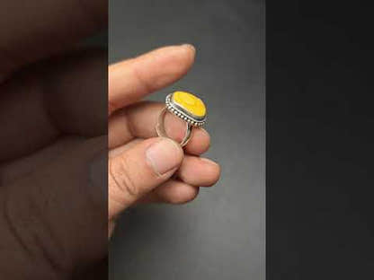 Tibetan Silver Ring | Random Sahpe Amber Ring