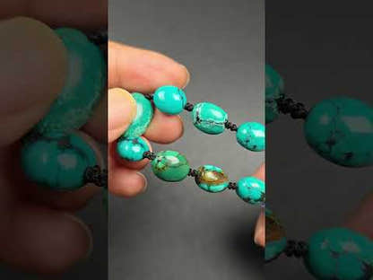 Authentic Turquoise Wrist Mala Bracelet - Old Tibetan Rosary Prayer Beads - 12mm