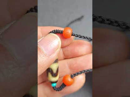 Authentic Tiger Tooth Dzi Bead Necklace 36*11mm