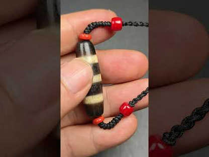 Stripe Dzi Bead Amulet | 37*11mm