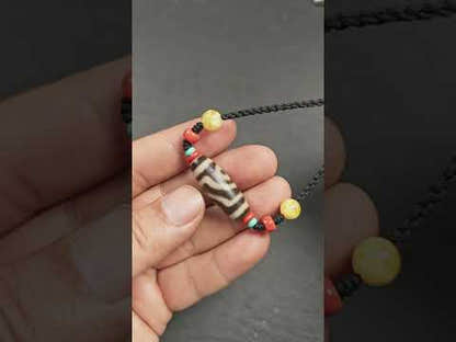 2 Eyes Dzi Bead Necklace Tibetan Protection Amulet for Happy and Harmonious