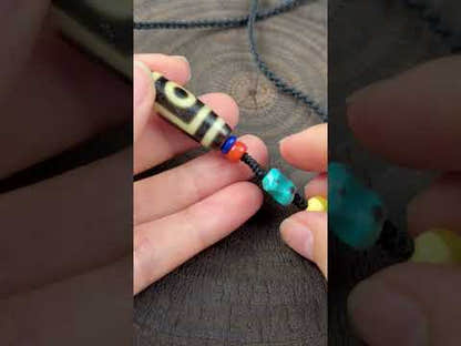2 Eyes Dzi Bead Necklace Tibetan Protection Amulet 30mm