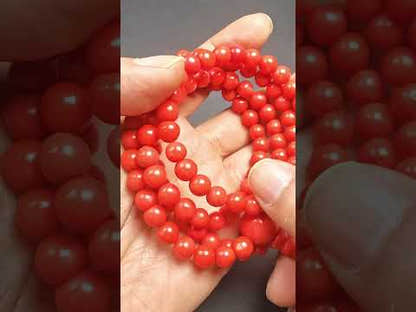 8mm Red Bamboo Coral Necklace Mala - 41cm stretched