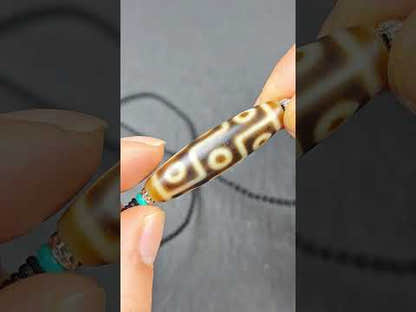 Vintage 9 Eyes Dzi Bead Necklace | Tibetan Dzi Amulet | Protection Charm | 42*11mm