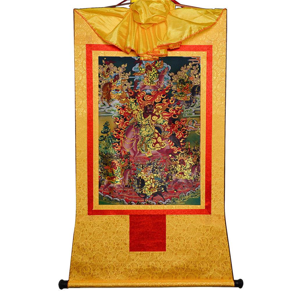 Tsiu Marpo-Dharma Protector - Tibetan thangka painting, view 13