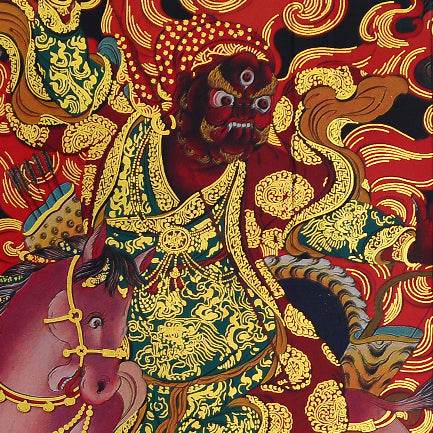 Tsiu Marpo-Dharma Protector - Tibetan thangka painting, view 14