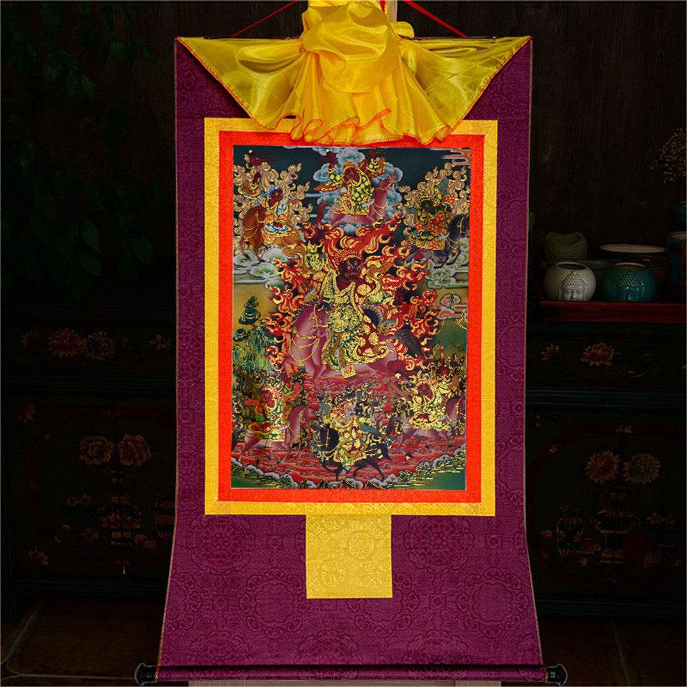 Tsiu Marpo-Dharma Protector - Tibetan thangka painting, view 12