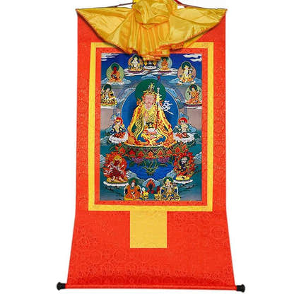 Padmasambhava,Guru Rinpoche,Lotus Born - Tibetan thangka painting, view 17