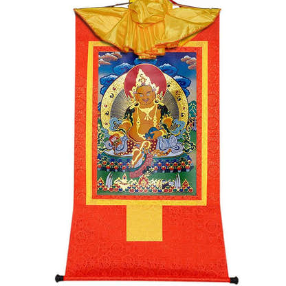 Yellow Jambhala,Dzambhala - Tibetan thangka painting, view 16