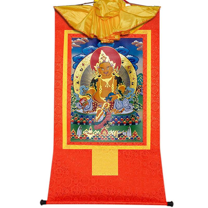 Yellow Jambhala,Dzambhala - Tibetan thangka painting, view 16