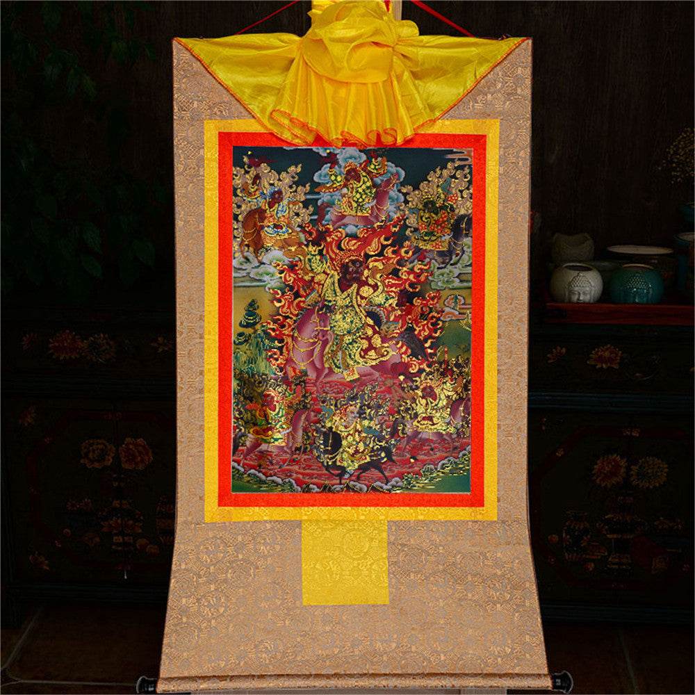 Tsiu Marpo-Dharma Protector - Tibetan thangka painting, view 8