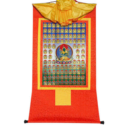 100 Green Tara - Tibetan thangka painting, view 16