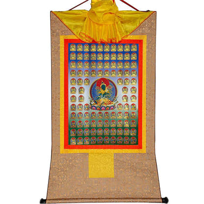 100 Green Tara - Tibetan thangka painting, view 8