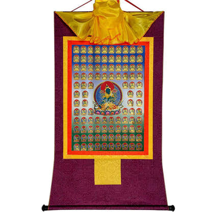 100 Green Tara - Tibetan thangka painting, view 12