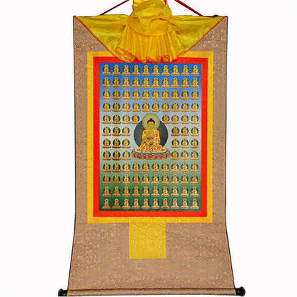 100 Shakyamuni - Tibetan thangka painting, view 9
