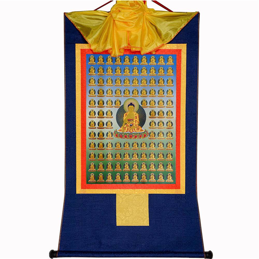 100 Shakyamuni - Tibetan thangka painting, view 11