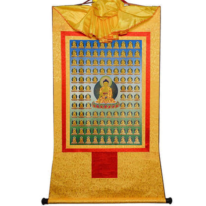 100 Shakyamuni - Tibetan thangka painting, view 15