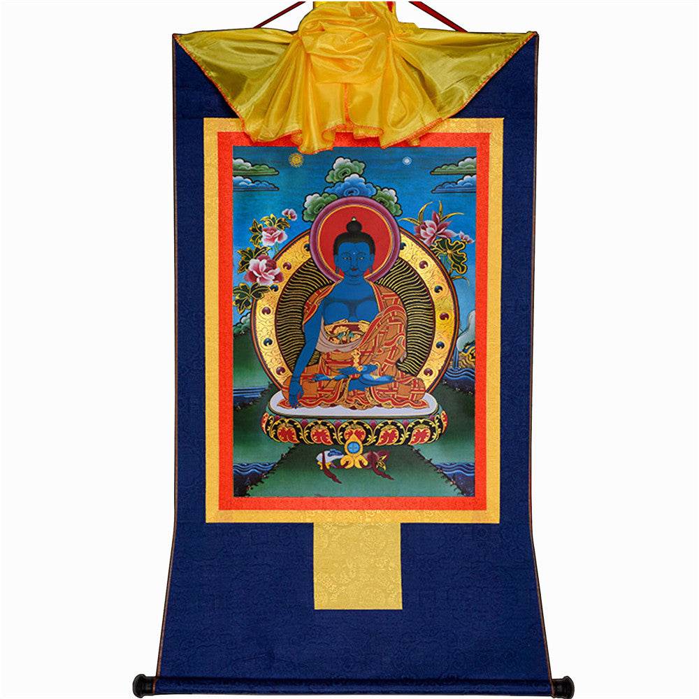 Akshobhya-A Buddha before Bhaisajyaguru Medicine Buddha - Tibetan thangka painting, view 9