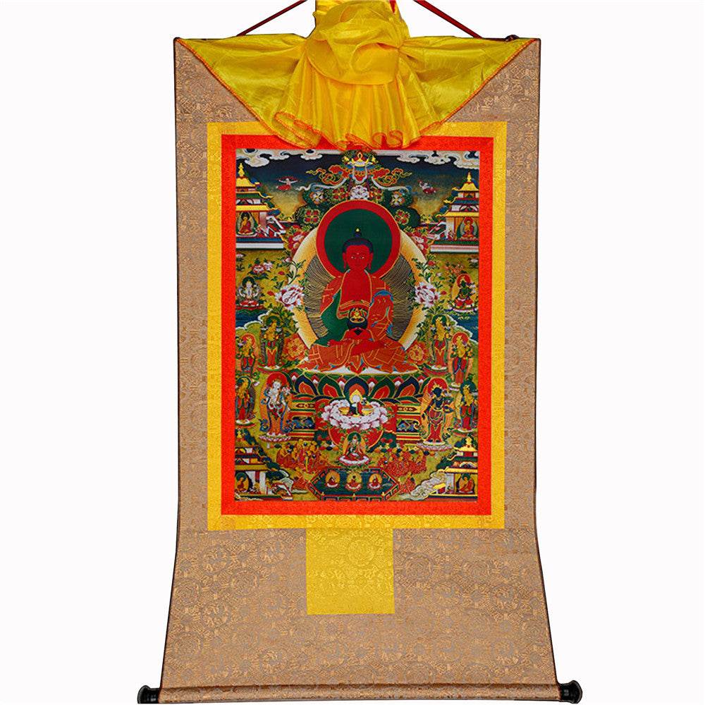 Amidabha Pure Land - Tibetan thangka painting, view 7
