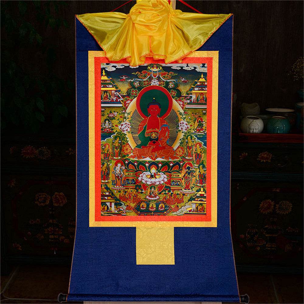 Amidabha Pure Land - Tibetan thangka painting, view 10