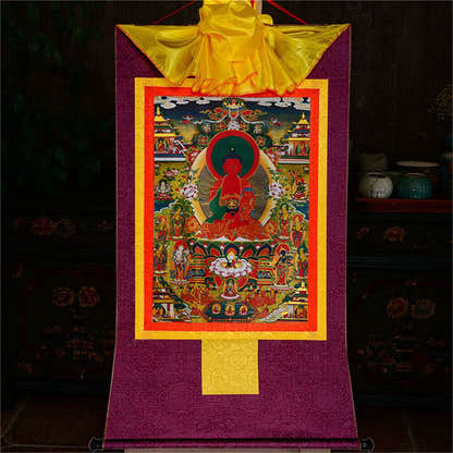 Amidabha Pure Land - Tibetan thangka painting, view 12