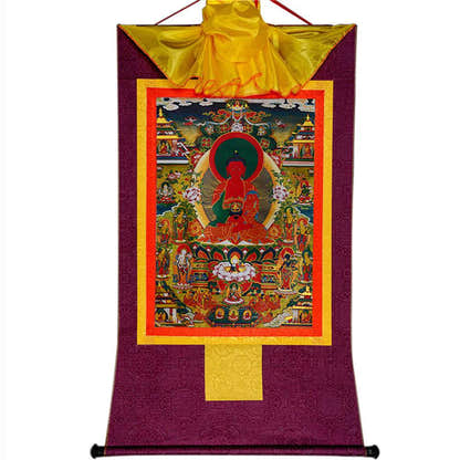 Amidabha Pure Land - Tibetan thangka painting, view 11