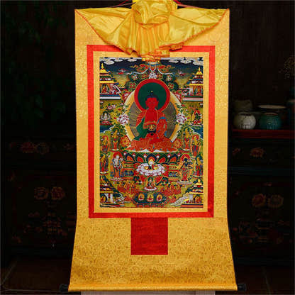 Amidabha Pure Land - Tibetan thangka painting, view 14