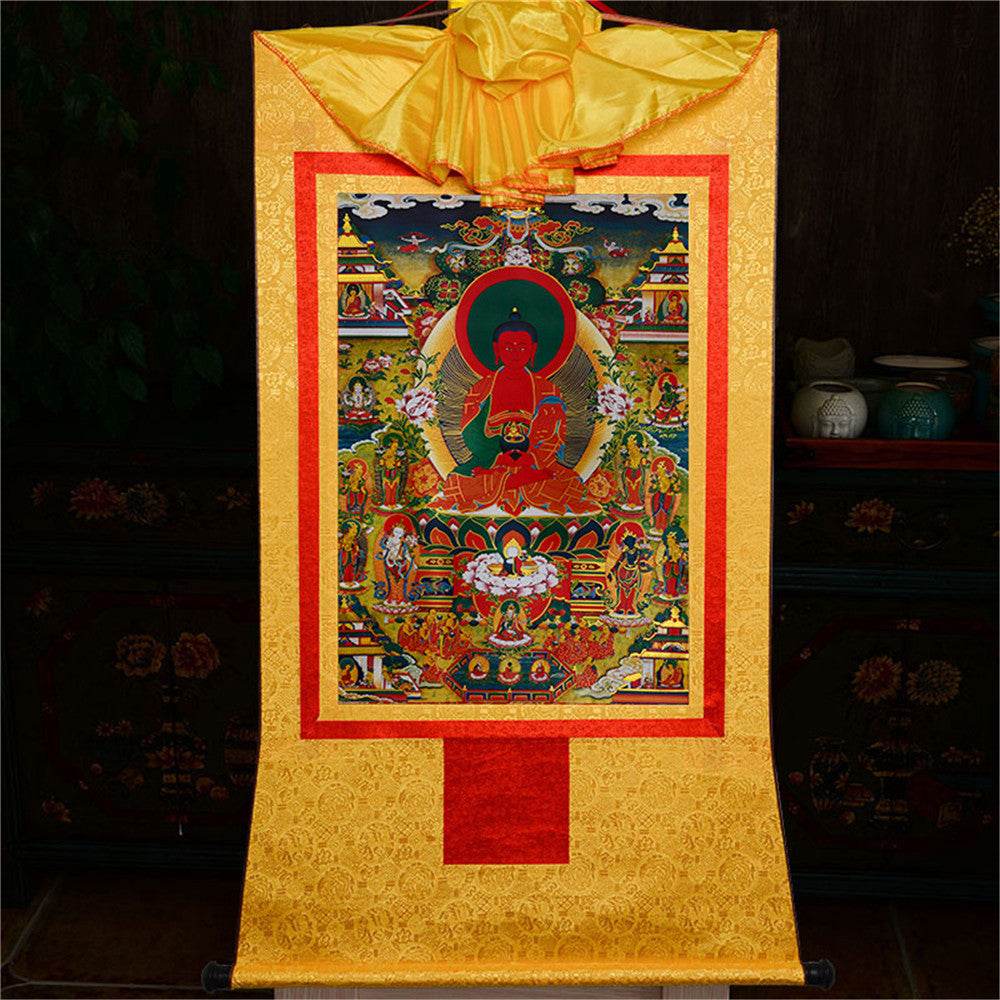 Amidabha Pure Land - Tibetan thangka painting, view 14
