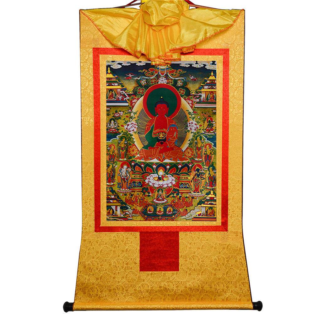 Amidabha Pure Land - Tibetan thangka painting, view 13