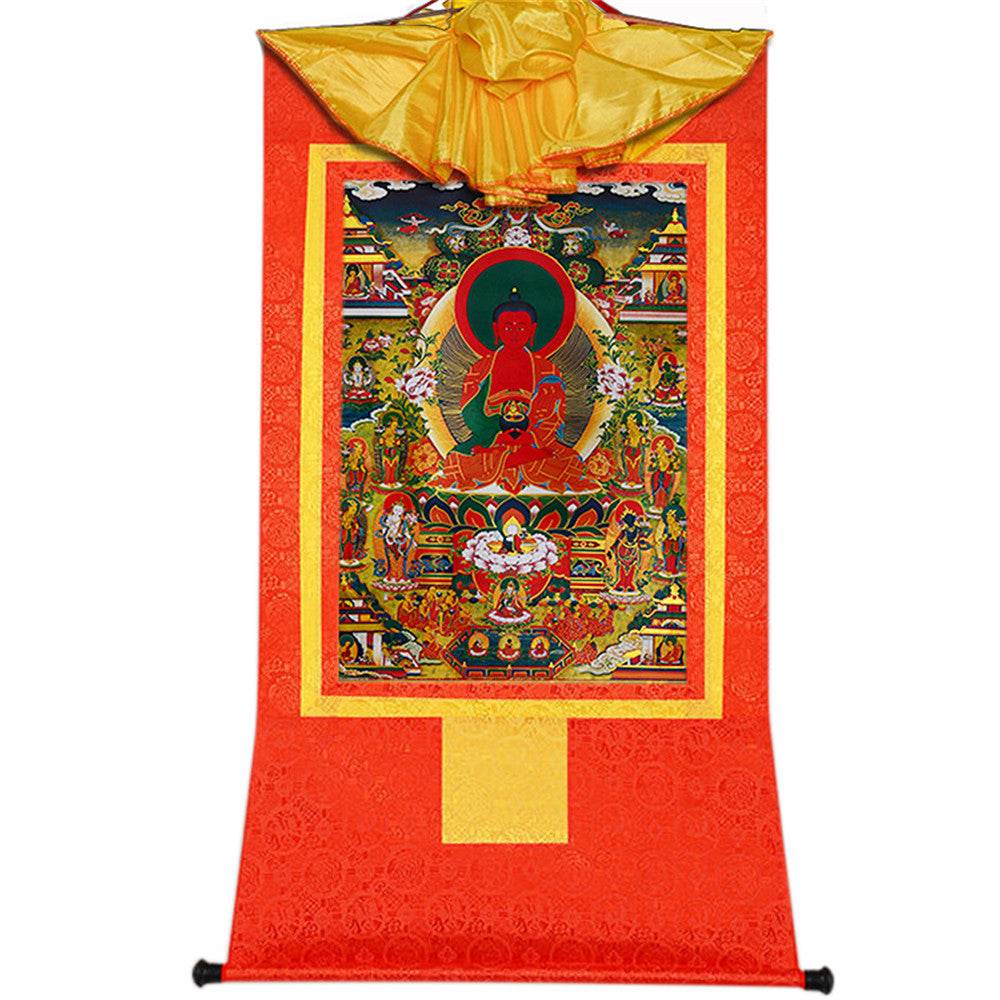 Amidabha Pure Land - Tibetan thangka painting, view 15